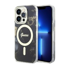 Guess Golden Marble MagSafe - Case for iPhone 14 Pro (Black)