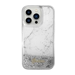 Guess Liquid Glitter Marble - Case for iPhone 14 (White)