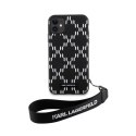 Karl Lagerfeld Monogram Losange Saffiano - Case with lanyard for iPhone 11 (Black)