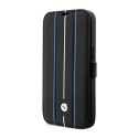 BMW Booktype Leather Stamp Blue Lines - Case for iPhone 14 Pro Max (Black)