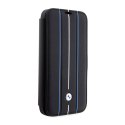 BMW Booktype Leather Stamp Blue Lines - Case for iPhone 14 Pro Max (Black)