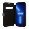 BMW Booktype Leather Stamp Blue Lines - Case for iPhone 14 Pro Max (Black)