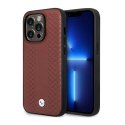 BMW Leather Diamond Pattern - Case for iPhone 14 Pro Max (Burgundian)