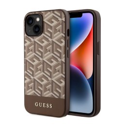 Guess GCube Stripes MagSafe - Case for iPhone 14 Plus (Brown)