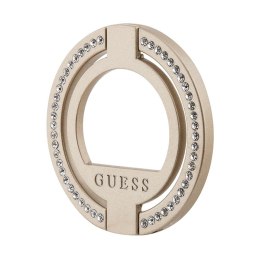 Guess MagSafe Ring Stand Rhinestone - Magnetic finger holder for phone with stand function (Gold)