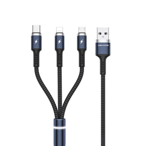 WEKOME WDC-119 Fython Series - 3-in-1 USB-A to Lightning + USB-C + Micro USB PD connection cable 1.2 m (Black)