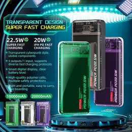 WEKOME WP-351 Vanguard Series - Power bank 20000 mAh PD 20W + QC 22.5W (Purple / Transparent)