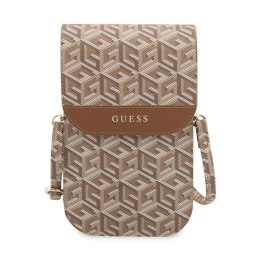 Guess GCube Stripe Phone Bag - Bag with smartphone compartment (Brown)