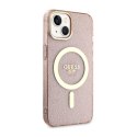 Guess Glitter Gold MagSafe - Case for iPhone 14 (Pink)