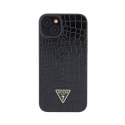 Guess Croco Triangle Metal Logo - Case for iPhone 15 (Black)