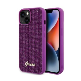 Guess Disco Metal Script - Case for iPhone 15 (Fuchsia)