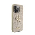Guess Glitter Script Big 4G - Case for iPhone 15 Pro (Gold)