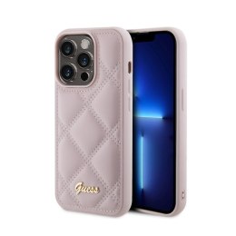 Guess Quilted Metal Logo - Case for iPhone 15 Pro (Pink)