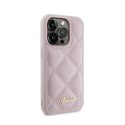 Guess Quilted Metal Logo - Case for iPhone 15 Pro (Pink)