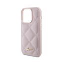 Guess Quilted Metal Logo - Case for iPhone 15 Pro (Pink)