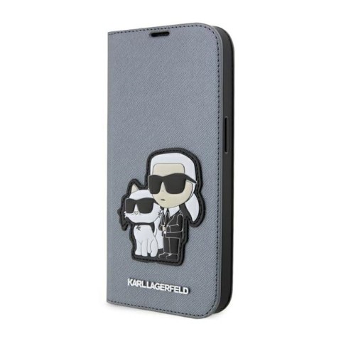 Karl Lagerfeld Booktype NFT Saffiano Karl & Choupette - Case for iPhone 14 Pro Max (Silver)