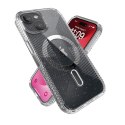 Speck Presidio Lux Grip ClickLock & Magsafe - Case for iPhone 15 / iPhone 14 / iPhone 13 (Clear / Platinium Glitter / Chrome Fin