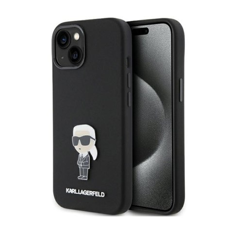 Karl Lagerfeld Silicone Ikonik Metal Pin - iPhone 15 Plus Case (Black)