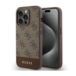 Guess 4G Bottom Stripe Metal Logo Collection - Case for iPhone 15 Pro (brown)