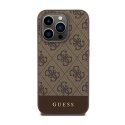 Guess 4G Bottom Stripe Metal Logo Collection - Case for iPhone 15 Pro (brown)