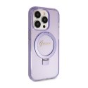 Guess Ring Stand Script Glitter MagSafe - iPhone 15 Pro Case (Purple)