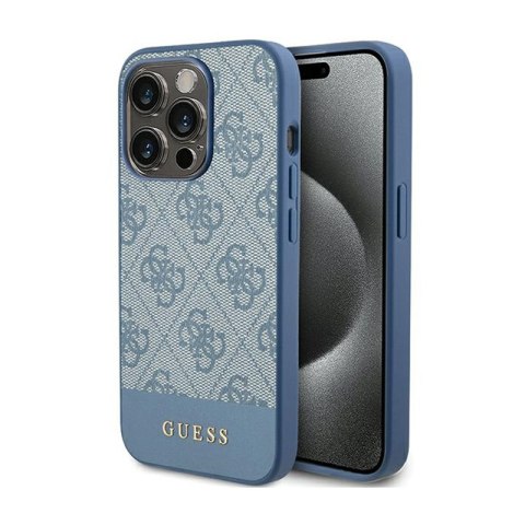 Guess 4G Bottom Stripe Metal Logo Collection - Case for iPhone 15 Pro Max (blue)