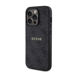 Guess 4G Collection Leather Metal Logo MagSafe - Case for iPhone 15 Pro (black)