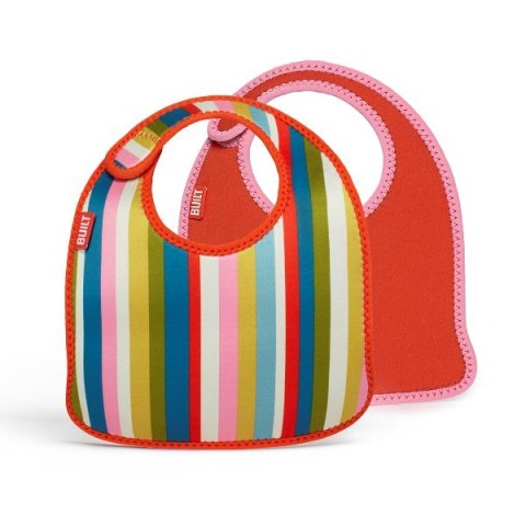 BUILT Mess Mate Set of 2 baby bib (Baby Pink Stripe)