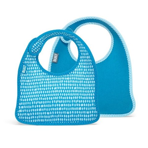 BUILT Mess Mate Set of 2 baby bib (Dribble Dots Blue)