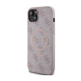 Guess 4G Collection Leather Metal Logo MagSafe - Case iPhone 15/14/13 (Pink)