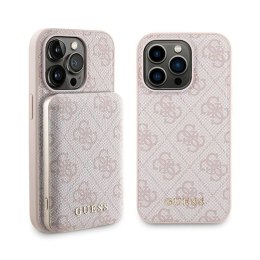 Guess Bundle Pack MagSafe 4G Metal Gold Logo - Case set + Power Bank 5000mAh MagSafe iPhone 15 Pro Max (pink)