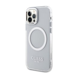 Guess Metal Outline MagSafe - Case for iPhone 12 / iPhone 12 Pro (Transparent / Silver)