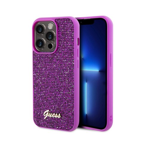 Guess Disco Metal Script - Case for iPhone 15 Pro (Fuchsia)