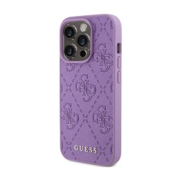 Guess Leather 4G Stamped - Case for iPhone 15 Pro Max (Purple)