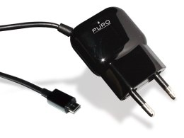 PURO Mini Travel Charger - Portable Wall Charger with Micro USB Cable (Black)