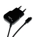 PURO Mini Travel Charger - Portable Wall Charger with Micro USB Cable (Black)