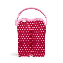 BUILT Bottle Buddy Two Bottle Tote with holder (Baby Pink Mini Dots)