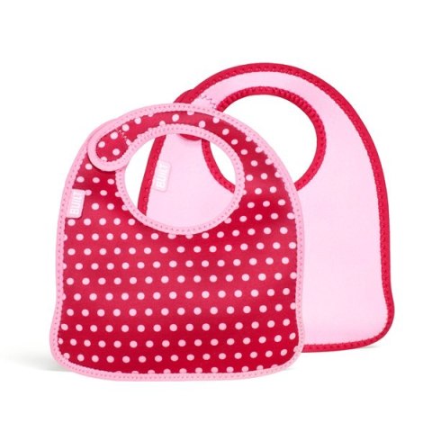 BUILT Mess Mate Set of 2 baby bib (Baby Pink Mini Dots)