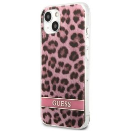 Guess Leopard Electro Stripe - Cover for iPhone 13 mini (Pink)