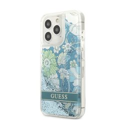 Guess Liquid Glitter Flower - Cover for iPhone 13 Pro Max (Blue/Green)