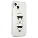 Karl Lagerfeld Glitter Karl & Choupette Head - Case for iPhone 13 mini (Silver)