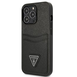 Guess Saffiano Double Card Triangle - Cover for iPhone 13 Pro (Black)