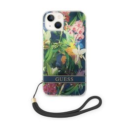 Guess Flower Cord - Case for iPhone 14 Plus (Blue)