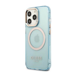 Guess Gold Outline Translucent MagSafe - Case for iPhone 13 Pro (Blue)