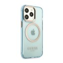 Guess Gold Outline Translucent MagSafe - Case for iPhone 13 Pro (Blue)