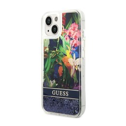 Guess Liquid Glitter Flower - Case for iPhone 14 (Blue)