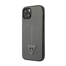 Guess Saffiano Triangle Logo Case - Case for iPhone 14 Plus (Silver)