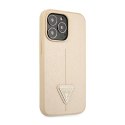 Guess Saffiano Triangle Logo Case - Case for iPhone 14 Pro Max (Beige)