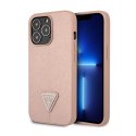 Guess Saffiano Triangle Logo Case - Case for iPhone 14 Pro Max (Pink)