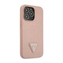 Guess Saffiano Triangle Logo Case - Case for iPhone 14 Pro (Pink)